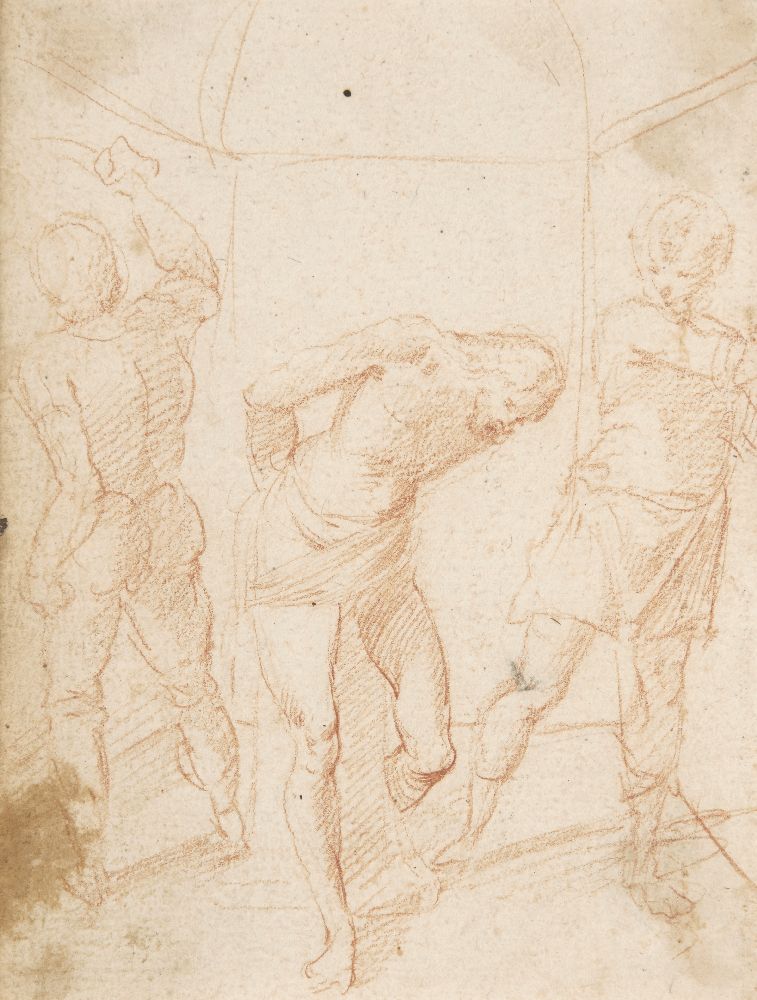 Circle of Francesco Curradi, Italian 1570-1661- The Flagellation of Christ; red chalk on laid paper,