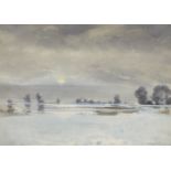 William Thomas Wood RWS ROI, British 1877-1958- Winter Moonrise; watercolour, signed, bears