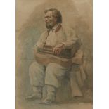 Russian School, late 19th/early 20th century- Seated man; watercolour, signed in cyrillic,