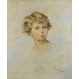 Edmond Brock, British 1882-1952 Portrait of a young girl, head study, 1929; oil on canvas, signed