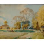 Frank Sherwin, British 1896-1985- Autumn on Winter’s Hill; watercolour and coloured pencil,