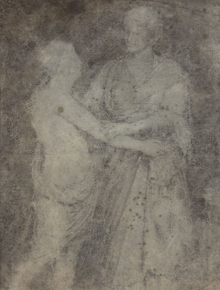 Italian School, 17th/18th century- Two standing figures after the Antique; black chalk on blue