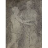 Italian School, 17th/18th century- Two standing figures after the Antique; black chalk on blue