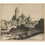 William Strang RA RE RP, Scottish 1859-1921- The Cathedral, Segovia; etching, 1913, signed in