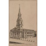 Benjamin Cole, British 1695-1766- A Perspective View of St Martin's Church; etching, engraving,