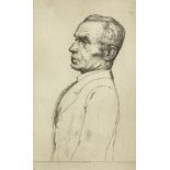 Sir Charles Holroyd, British 1861-1917- Portrait of a man standing half-length in profile;