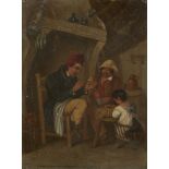 Manner of David Teniers the Younger, 19th century- Interior scene with three figures; oil on