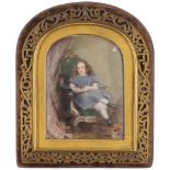 Circle of Sir William John Newton, British 1785-1869- Portrait miniature on ivory of a young girl