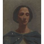 British School, early 20th century- Portrait of a woman, head and shoulders; oil on canvas laid down