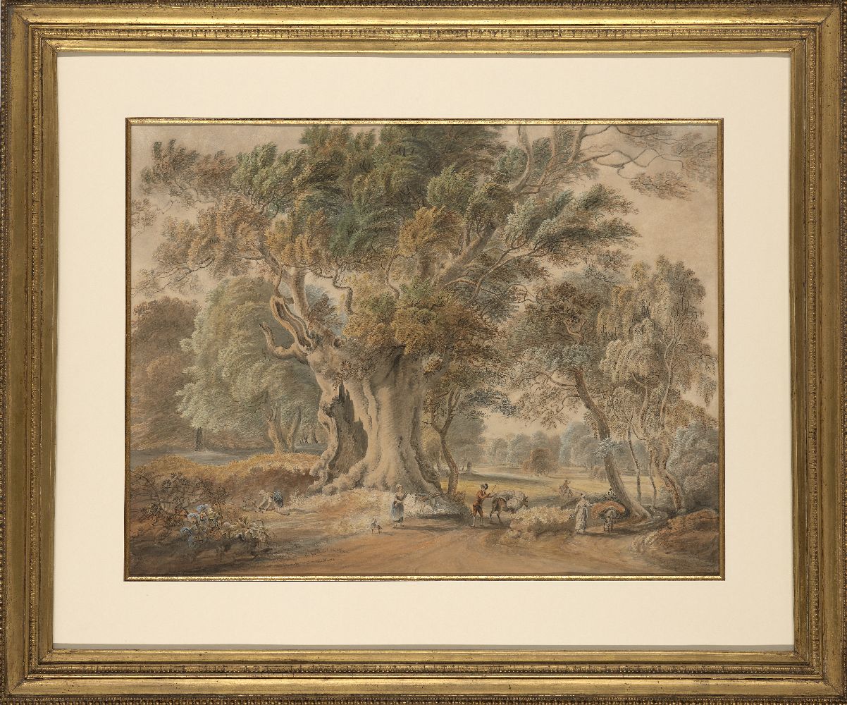 Circle of Paul Sandby RA, British 1731-1809- Ancient Beech Tree, Windsor Great Park; pencil, - Image 2 of 3