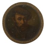 Flemish School, late 17th century- Portrait of a man, head and shoulders in a cloth cap; oil on