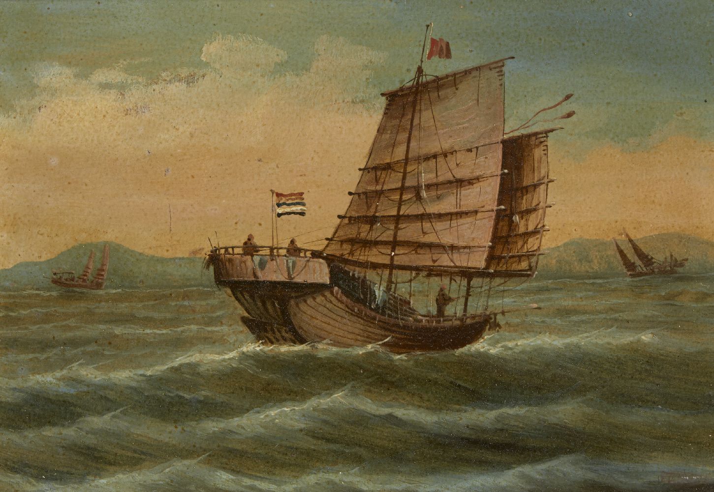 Chinese School, late 20th century- Junk at sea; acrylic on paper, 23x31.5cmPlease refer to