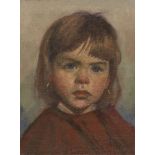 Aloysius O'Kelly, Irish 1853-1936- Portrait of a girl head and shoulders; oil on canvas laid down on
