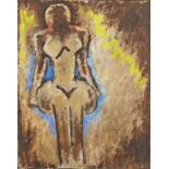 Josef Herman OBE RA, British/Polish 1911-2000- Seated Nude, 1990; oil on board, signed verso,