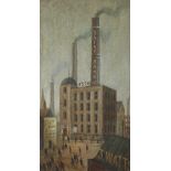 Arthur Delaney, British 1927-1987- Daisy Bank Mill; oil on board, signed, 31x16.5cm (ARR)