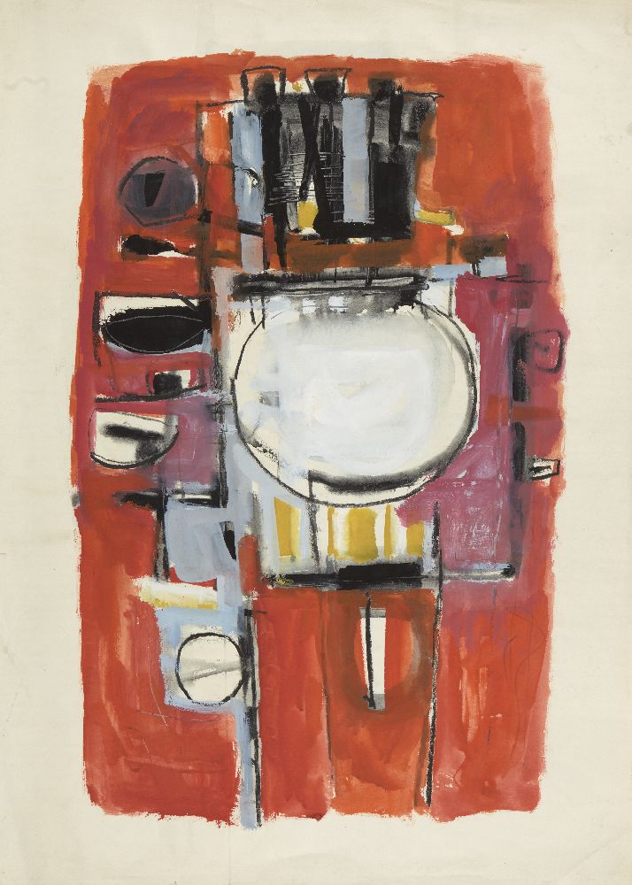 Henry Cliffe, British 1919-1983- Red; gouache, bears title and date '60 to the reverse in pencil, - Image 3 of 4