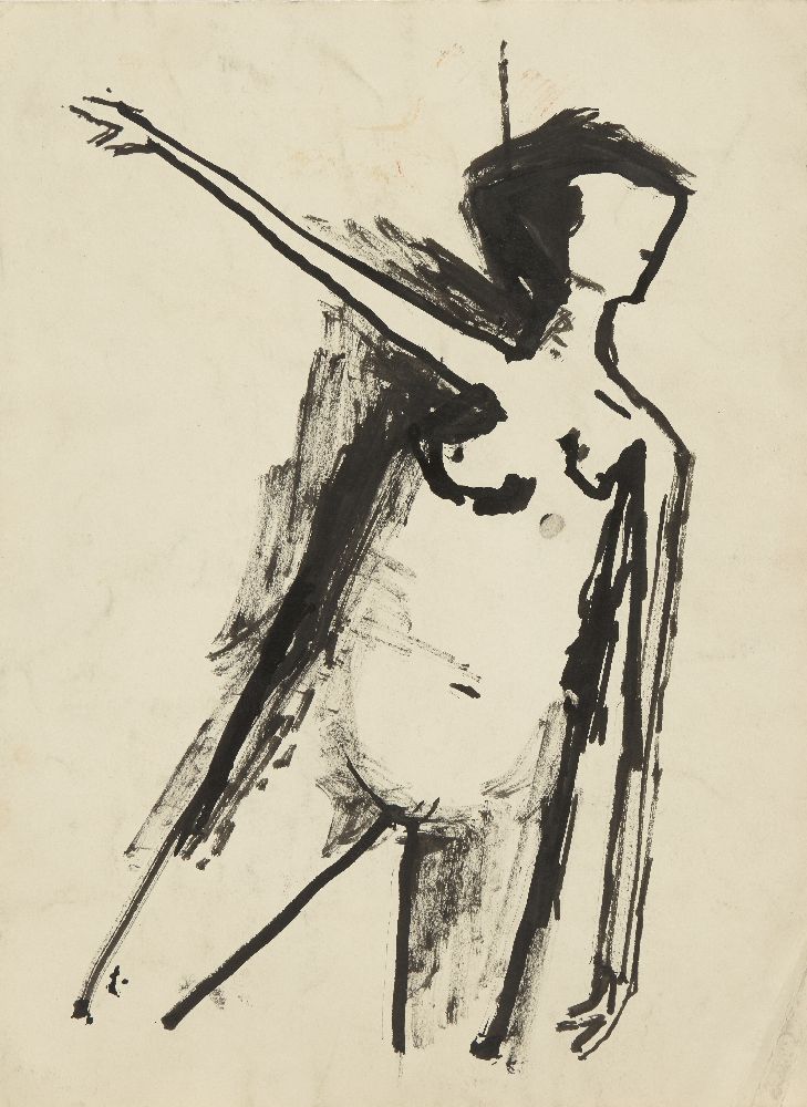 Henry Cliffe, British 1919-1983- Abstract figure; mixed technique pen, ink, wash and charcoal, - Image 2 of 7