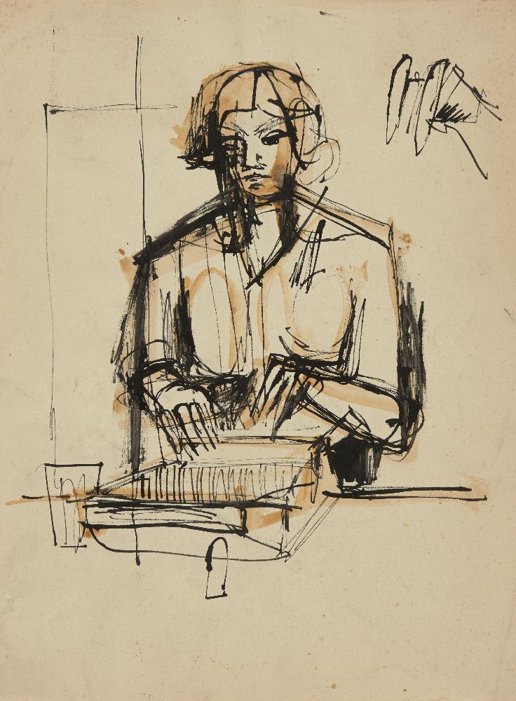 Henry Cliffe, British 1919-1983- Abstract figure; mixed technique pen, ink, wash and charcoal, - Image 5 of 7