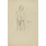 Henry Cliffe, British 1919-1983- Study of Barbara Birch, seated full length; pencil, signed,