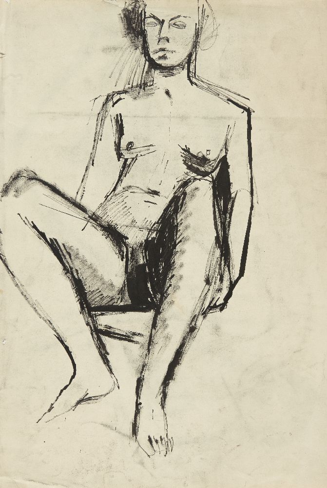 Henry Cliffe, British 1919-1983- Abstract figure; mixed technique pen, ink, wash and charcoal, - Image 3 of 7