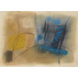 John Wells, British 1907-2000- Abstract composition, 1968; oil, gouache and pencil on paper, laid on