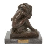 Karen Jonzen RBA ARBS, British 1914-1998- Kissing Lovers; bronze with brown patina held on a