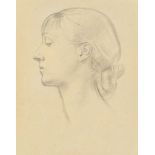 Alfred Kingsley Lawrence RA, British 1893 - 1975- Profile of a woman; pencil, 33 x 26.5cm (ARR)