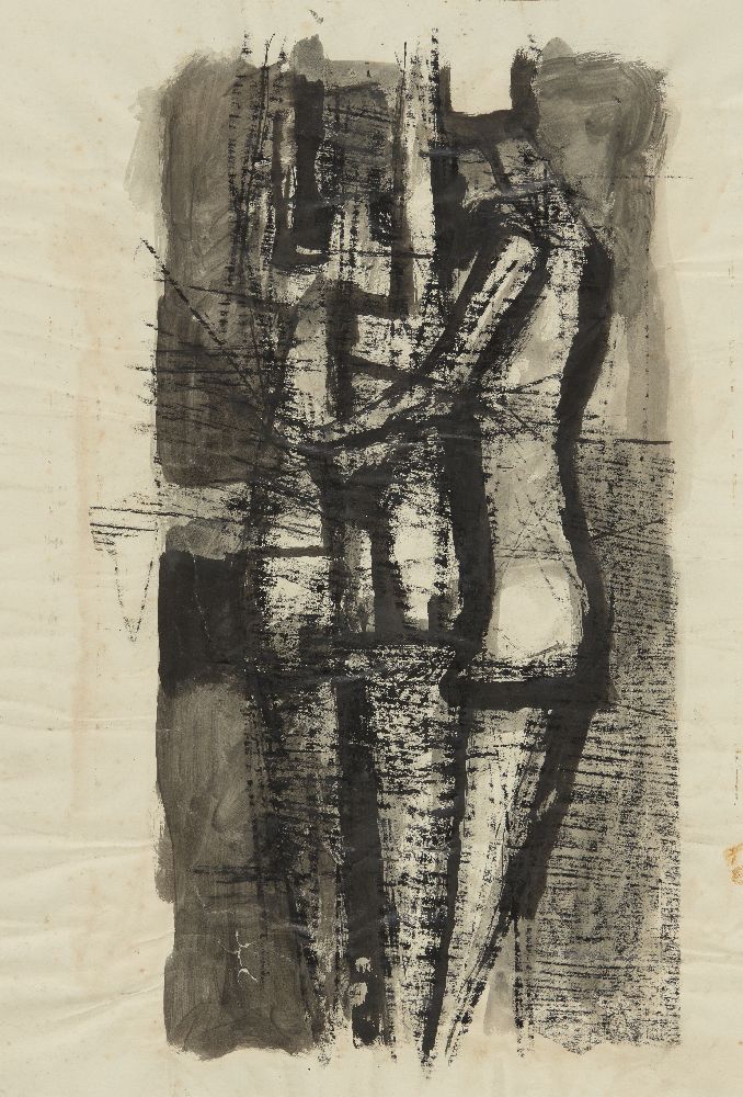 Henry Cliffe, British 1919-1983- Abstract figure; mixed technique pen, ink, wash and charcoal, - Image 7 of 7