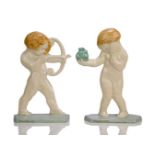Emile Adolphe Monier (1883-1970), a pair of earthenware figures of Children c.1930, signed Emile