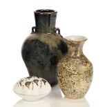 Trevor Corser (1938-2015), a stoneware vase c.1980, impressed seals to side A tenmoku glazed