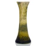 De Vez, a French cameo glass vase c.1920, signed in cameo de Vez Of flared form, the yellow body