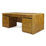 John Home, a burr oak 'Ambassador' range desk and side table for HK Furniture c.1998 The desk with