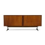 Marius Byrialsen, a rosewood sideboard, produced by Nipu c.1960 the rectangular top above tambour