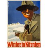 Hubert Lechner, a ski poster WINTER IN KÄRNTEN chromolithograph, printed by Brüder Rosenbaum,