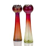 Josef Rindskopf’s Sohne AG, Teplitz, a near pair of iridescent glass 'hyacinth' vases c.1905 Each