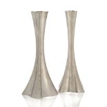 Hazorfim, a pair of Modern silver 'Bolero Hammering' medium size candlesticks Recent manufacture,