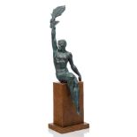 Pierre Le Faguays (1892-1962), a cold-painted spelter figure mounted on a replacement wood base c.