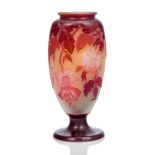 Gallé, a double overlay cameo glass vase with convolvulus c.1910, signed in cameo Gallé The slightly