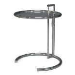 After Eileen Gray (1878-1976), a model 'E1027' glass and chrome side table, produced by Aram c.2000,