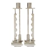 Ettore Sottsass (1917-2007), a pair of silver plated 'Silvershade' candlesticks, for Swid Powell c.