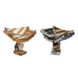 Carol McNicoll (1943-), two pedestal bowls c.1985, one signed to base Two hand built pedestal