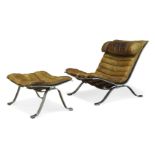 Arne Norell (1917-1971), an 'Ari' lounge chair and ottoman for Norell Möbel c.1960 With pale brown