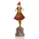 Ferdinand Preiss (1882-1943) a cold-painted bronze and ivory figure ‘Pierrette’ c.1925, signed on
