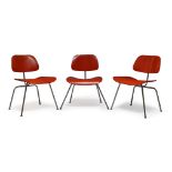 After Charles and Ray Eames, a set of six 'DCM' chairs for Vitra 1998, manufacturer's labels to