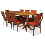Andrew J. Milne, a rosewood veneered extending dining table and eight dining chairs, retailed by