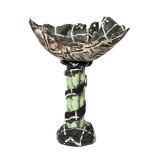 Carol McNicoll (1943-), a tall pedestal bowl 1991, signed and dated to base A tall hand built bowl