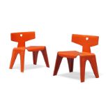 After Charles and Ray Eames a pair of Children's Chairs c.2004, one chair with applied 'Vitra Design