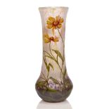 Daum, a large enamelled glass vase c.1910, signed in enamel Daum Nancy with Cross of Lorraine,