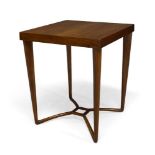 Italian, a stained birch and brass inlaid side table c.1950 The square top with brass line inlay, on