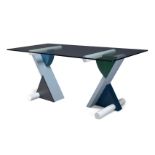 Michele de Lucchi (b.1951), a 'Fortune' Dining Table for Memphis c.1982, bearing metal label to